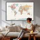Pastel Colors World Map Wall Art Canvas Print by MyGreatCanvas | Canvas Wall Art Prints | Photo Prints & Wall Decor