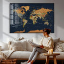 Modern World Map Canvas Print – Framed Detailed Map of the by MyGreatCanvas | Canvas Wall Art Prints | Photo Prints & Wall Decor