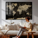 Push Pin World Map Canvas Wall Art Print, Interactive Travel