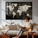 Vintage World Map Wall Art Canvas Print – Framed Large Map