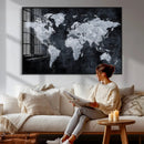 Black World Map Canvas Print – Detailed Map for Couples and by MyGreatCanvas | Canvas Wall Art Prints | Photo Prints & Wall Decor