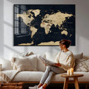 Dark World Map Canvas Wall Art Print, Minimal Black and Gold by MyGreatCanvas | Canvas Wall Art Prints | Photo Prints & Wall Decor