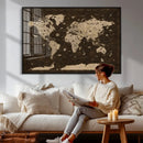 Colorful World Map Canvas Wall Art with Landmarks – Framed by MyGreatCanvas | Canvas Wall Art Prints | Photo Prints & Wall Decor