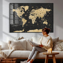 Vintage Blue and Brown World Map Canvas Wall Art – Framed by MyGreatCanvas | Canvas Wall Art Prints | Photo Prints & Wall Decor