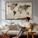 Neutral Watercolor World Map Canvas Wall Art – Framed Earth by MyGreatCanvas | Canvas Wall Art Prints | Photo Prints & Wall Decor