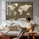 Vintage World Map Canvas Print – Framed Travel Map Wall Art