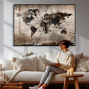 Black and White World Map Canvas Print – Framed Wall Art for by MyGreatCanvas | Canvas Wall Art Prints | Photo Prints & Wall Decor