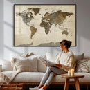 Vintage World Map Canvas Wall Art – Framed Travel Map for by MyGreatCanvas | Canvas Wall Art Prints | Photo Prints & Wall Decor