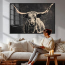Vintage Texas Longhorn Bull Wall Art Canvas Print, Cow by MyGreatCanvas | Canvas Wall Art Prints | Photo Prints & Wall Decor
