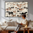 Wild Horses Wall Art Canvas Print - Abstract Farm Longhorn by MyGreatCanvas | Canvas Wall Art Prints | Photo Prints & Wall Decor