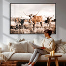 Texas Longhorn Cattle Wall Art Canvas Print, Sepia Western by MyGreatCanvas | Canvas Wall Art Prints | Photo Prints & Wall Decor