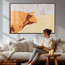 Minimal Longhorn Bull Wall Art Canvas Print, Neutral Western by MyGreatCanvas | Canvas Wall Art Prints | Photo Prints & Wall Decor