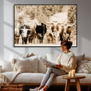 Western Longhorn Herd Wall Art Canvas Print, Sepia Texas by MyGreatCanvas | Canvas Wall Art Prints | Photo Prints & Wall Decor