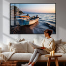 Coastal Fishing Boats Wall Art Canvas Print, Sunset Beach by MyGreatCanvas | Canvas Wall Art Prints | Photo Prints & Wall Decor