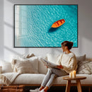 Minimalist Boat Wall Art Canvas Print, Aerial Sea Landscape by MyGreatCanvas | Canvas Wall Art Prints | Photo Prints & Wall Decor