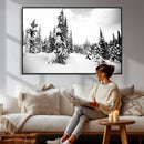 Black and White Snowy Pine Forest Wall Art Canvas Print, by MyGreatCanvas | Canvas Wall Art Prints | Photo Prints & Wall Decor