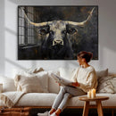 Rustic Longhorn Bull Wall Art Canvas Print – Vintage Western by MyGreatCanvas | Canvas Wall Art Prints | Photo Prints & Wall Decor