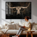 Vintage Longhorn Bull Wall Art Canvas Print – Rustic Western by MyGreatCanvas | Canvas Wall Art Prints | Photo Prints & Wall Decor