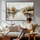 Neutral Abstract Lake Landscape Wall Art Canvas Print by MyGreatCanvas | Canvas Wall Art Prints | Photo Prints & Wall Decor