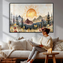 Boho Mountain Landscape Large Wall Art, Horizontal Gold by MyGreatCanvas | Canvas Wall Art Prints | Photo Prints & Wall Decor