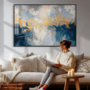 Blue Gold Abstract Large Framed Canvas Wall Art, Modern by MyGreatCanvas | Canvas Wall Art Prints | Photo Prints & Wall Decor