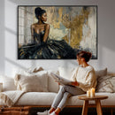 Black Woman Canvas Wall Art — Black Gold Gown Fashion Print by MyGreatCanvas | Canvas Wall Art Prints | Photo Prints & Wall Decor