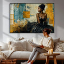 Elegant Woman Canvas Wall Art — Black Gold Gown Fashion by MyGreatCanvas | Canvas Wall Art Prints | Photo Prints & Wall Decor