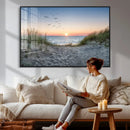 Sandy Dune Path Sunset Canvas Wall Art — Seagulls Beach by MyGreatCanvas | Canvas Wall Art Prints | Photo Prints & Wall Decor