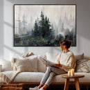 Misty Pine Forest Oil Painting Canvas — Dark Moody Teal Grey by MyGreatCanvas | Canvas Wall Art Prints | Photo Prints & Wall Decor