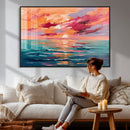 Bold Palette Knife Ocean Sunset Canvas — Orange Pink Teal by MyGreatCanvas | Canvas Wall Art Prints | Photo Prints & Wall Decor