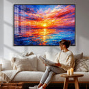 Colorful Knife Ocean Sunset Canvas — Orange Pink Teal by MyGreatCanvas | Canvas Wall Art Prints | Photo Prints & Wall Decor