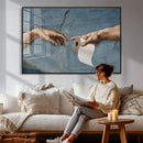 Funny Bathroom Canvas Wall Art, Michelangelo Creation of by MyGreatCanvas | Canvas Wall Art Prints | Photo Prints & Wall Decor