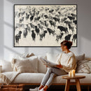 Longhorn Cattle Canvas Wall Art, Black White Stampede Ink by MyGreatCanvas | Canvas Wall Art Prints | Photo Prints & Wall Decor