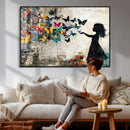 Banksy Butterfly Girl Wall Art Canvas Print, Framed Street by MyGreatCanvas | Canvas Wall Art Prints | Photo Prints & Wall Decor