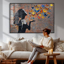 Urban Banksy Butterfly Girl Wall Art Canvas Print, Framed by MyGreatCanvas | Canvas Wall Art Prints | Photo Prints & Wall Decor
