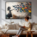 Banksy Butterfly Girl Wall Art Canvas Print, Framed Street by MyGreatCanvas | Canvas Wall Art Prints | Photo Prints & Wall Decor