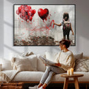 Girl Graffiti Wall Art Canvas Print, Red Balloon Heart by MyGreatCanvas | Canvas Wall Art Prints | Photo Prints & Wall Decor