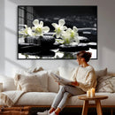 Plumeria Frangipani Black Stone Canvas | White Flower Spa by MyGreatCanvas | Canvas Wall Art Prints | Photo Prints & Wall Decor