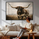Longhorn Bull Wall Art Canvas Print, Western Farmhouse by MyGreatCanvas | Canvas Wall Art Prints | Photo Prints & Wall Decor