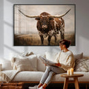 Texas Longhorn Canvas Wall Art Western Bull Desert Moody by MyGreatCanvas | Canvas Wall Art Prints | Photo Prints & Wall Decor
