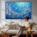School of Fish Canvas Print | Blue Ocean Underwater Wall Art by MyGreatCanvas | Canvas Wall Art Prints | Photo Prints & Wall Decor