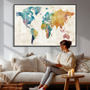 Watercolor World Map Canvas Wall Art Print – Abstract by MyGreatCanvas | Canvas Wall Art Prints | Photo Prints & Wall Decor
