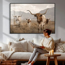 Rustic Texas Longhorn Cow Canvas Wall Art Print, Rustic Farm Animal Photography Print, Farmhouse Country Decor, Western Ranch Art by MyGreatCanvas | Canvas Wall Art Prints | Photo Prints & Wall Decor