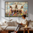 Cute Highland Cow Canvas Wall Art - Rustic Farmhouse Decor