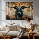 Longhorn Wall Art – Rustic Western Bull Canvas Print, Modern