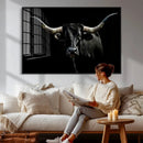 Texas Black Longhorn Bull Wall Art Canvas Print - Western by MyGreatCanvas | Canvas Wall Art Prints | Photo Prints & Wall Decor