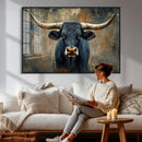 Texas Western Wall Art Canvas Print - Abstract Cow Longhorn by MyGreatCanvas | Canvas Wall Art Prints | Photo Prints & Wall Decor