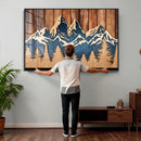Rustic Wood Style Mountain Wall Art, Nature Forest Canvas