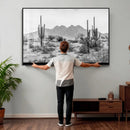 Black White Arizona Desert Canvas Wall Art Cactus Farmhouse