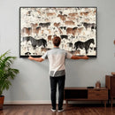 Wild Horses Wall Art Canvas Print - Abstract Farm Longhorn by MyGreatCanvas | Canvas Wall Art Prints | Photo Prints & Wall Decor